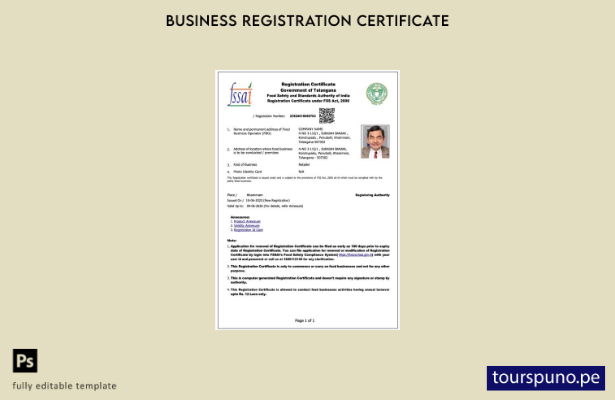 listo para imprimir Plantilla de certificado de registro de empresa de India Tel